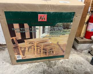 Teak Wood 3-Tier Nesting Tables