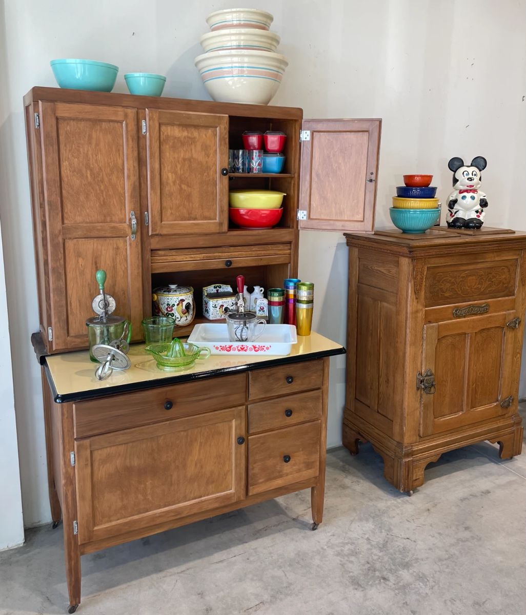 Hoosier Style Cabinet, Oak Ice Box