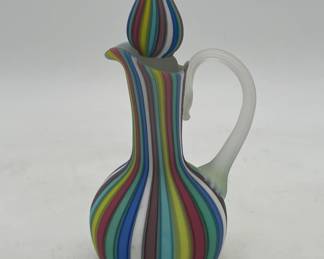 Ribbon Striped Art Glass Cruet
