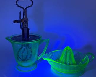 Uranium Glass Measure/ Mixer & Juicer