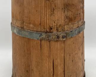 Primitive Wooden Bucket with Hand Wrought Bands