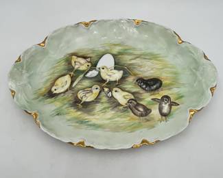 Hand Painted Platter with Chicks