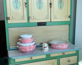 Sellers Cabinet in Original Green & Cream Paint