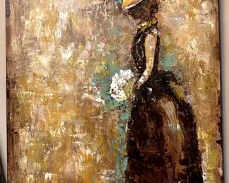 Canvas Painting of a Woman on Wooden Frame