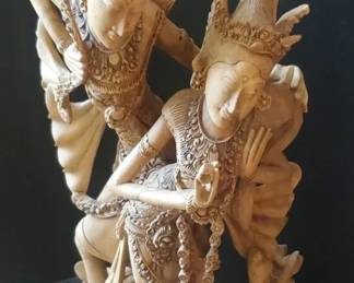 Rama and Sita Hand Carved Wooden Sculpture RESERVE
