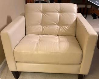 Oversized Ivory Faux Leather Chair