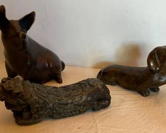 Bronze Dog and Pig, Metal Foo Dog