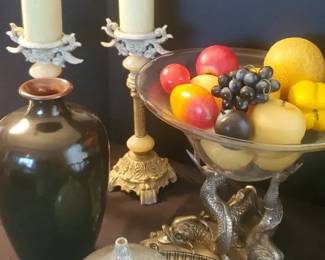 Koi Fish Fruit Bowl, Decorative Candles Ceramic Vases