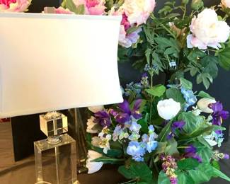 Glass Lamp And Assorted Floral