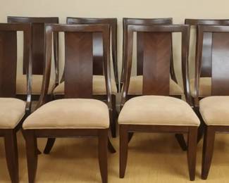 8 Sleek Fabric Padded Wood Dining Chairs