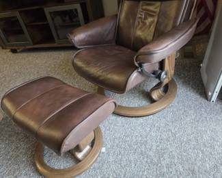 TV Stand, 2 ladder type Shelves, And reclining glider chair With ottoman