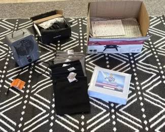 New or Like new Portable Grill, Heater, Clothing, shoes And outdoor Rug