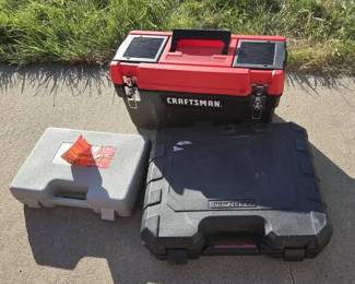 Craftsman Socket set, US General NEW 7 pc body and fender set, jumper cables, and Craftsman tool box