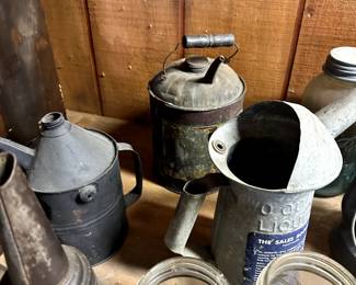VINTAGE GAS CAN AND OIL CANS