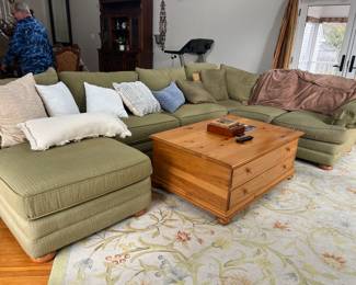 Large Soft Green Sectional Sofa