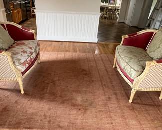 2 Bassett French Provincial Style Settees/Loveseats,Couristan                                                       Area Rug from India - Nouveau Rustique (7.9 x 9.9),