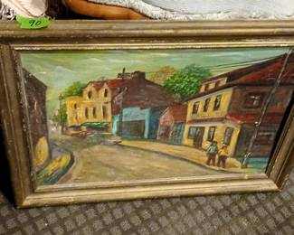 Oil painting of street scene