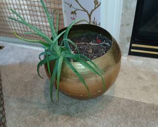 round brass ball planter,
