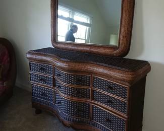 wicker dresser and mirror