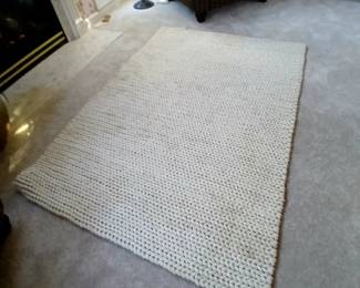 white knitted wool area rug