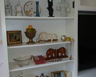 various decorative objects in living room and in the basement