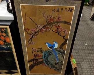 Japanese painting on gold leafed silk
