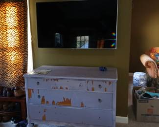 lavendar painted distressed chest of drawers