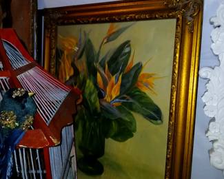 painting of birds of paradise flowers