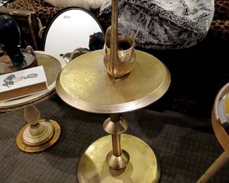 brass finished art deco style end table, stand