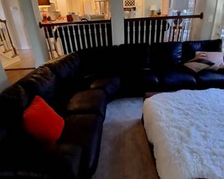black leather sectional