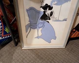 Aubrey Beardsley French style lady at vanity in black and powder blue