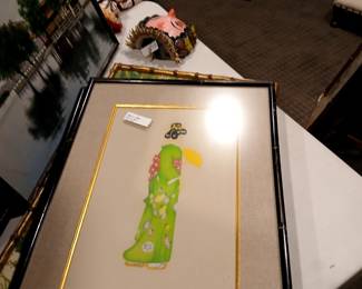 Japanese geisha watercolors, framed