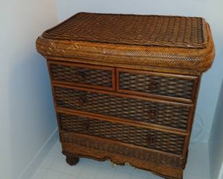 Key West style, wicker bed side chest of drawers to match dresser