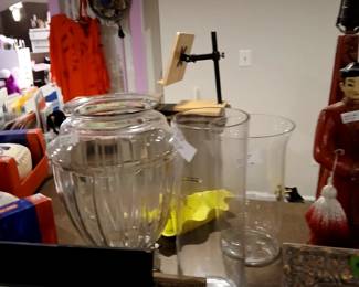 glass vases, many sizes and shapes