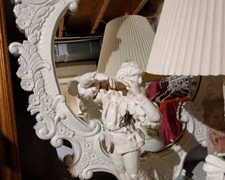 white painted shabby chic rococo mirror