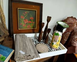 mid century candle sticks, etc