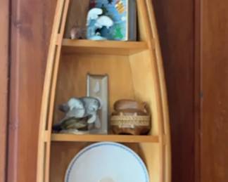 Wood Boat Shelf W Decor