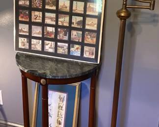 David E. Doss Art Gallery, Deb Collins Welcome Watercolor, Vintage Lamp and Table