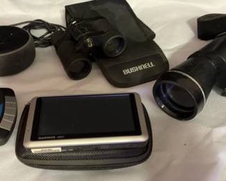 Amazon Echo, Bushnell Mini Binoculars, 5 Garmin Nuvi
