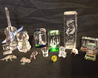 Laser Etched Glass Paper Weights And Hand Made Glass Figurines