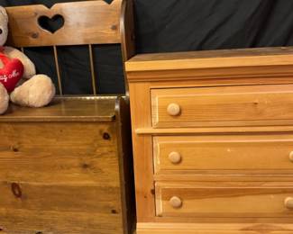 Wooden Dresser Three 3Drawers And Sitting Chest