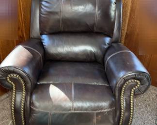 Brown Leather Like Recliner with Power