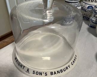 antique English bakery cake stand with dome