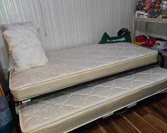 Sleek Design Twin Trundle Bed, smooth movement, with Mattresses
