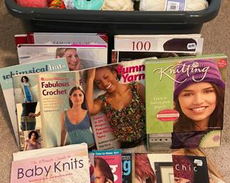 Tub of Yarn and books