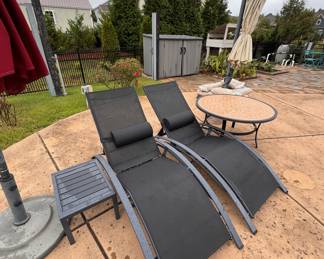 Poolside chaises with side table