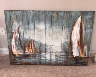 Sailboat art on wood