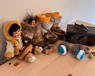 Collection of Inuit dolls and Alaskan treasures
