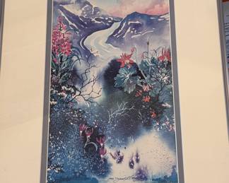 Signed and framed mountain artwork