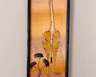 Handpainted African barkcloth giraffe